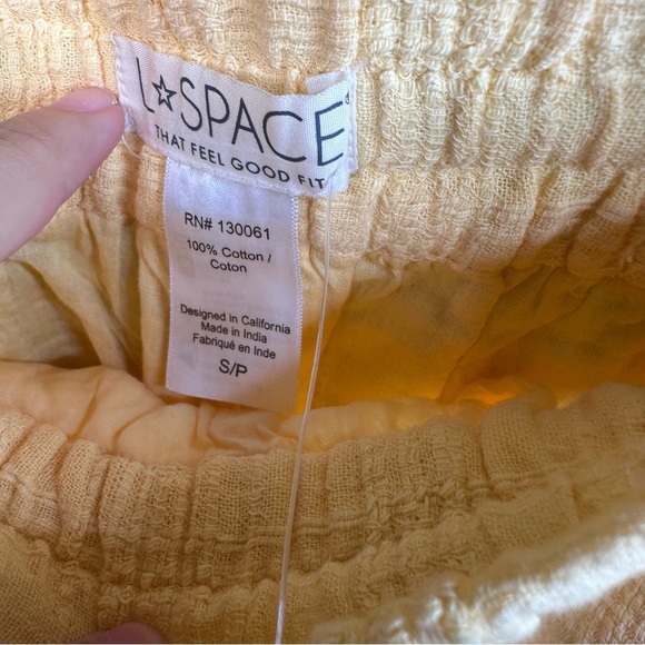 L space yellow cotton shorts tassel tie nwt - Picture 6 of 7